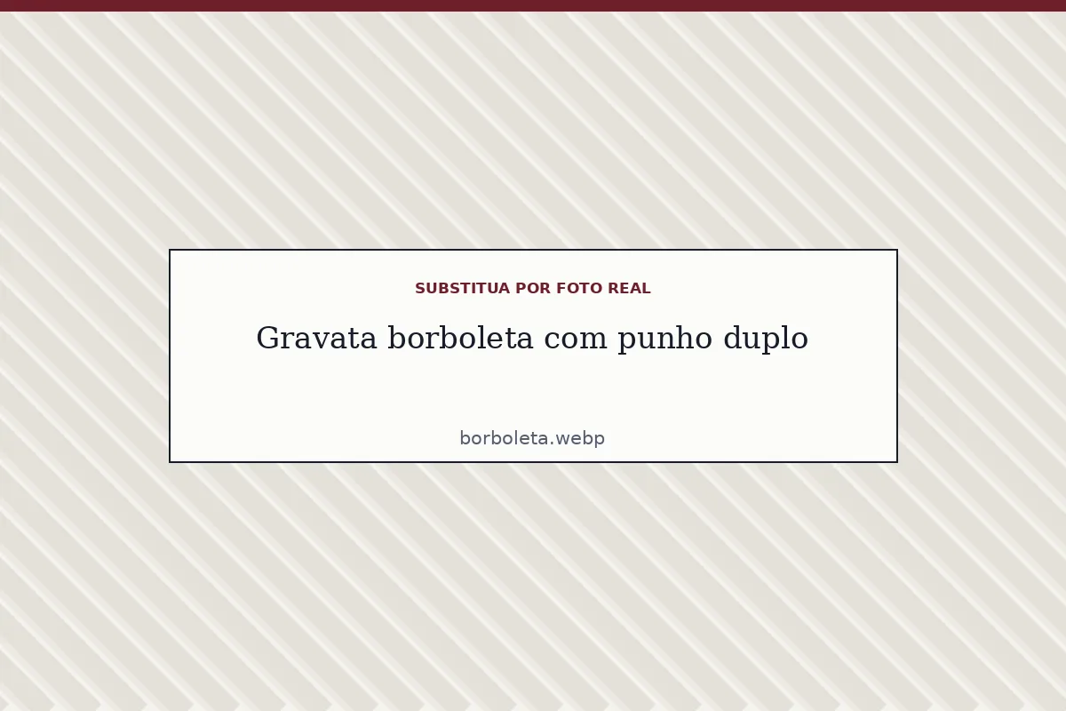Gravata borboleta preta com camisa de punho duplo