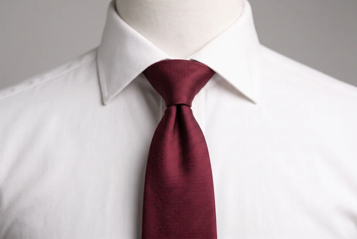 Nó meio-Windsor bem executado em colarinho italiano